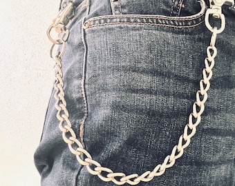 Nickel Silver Chain. Solid Brass Wallet Chain, Long Key