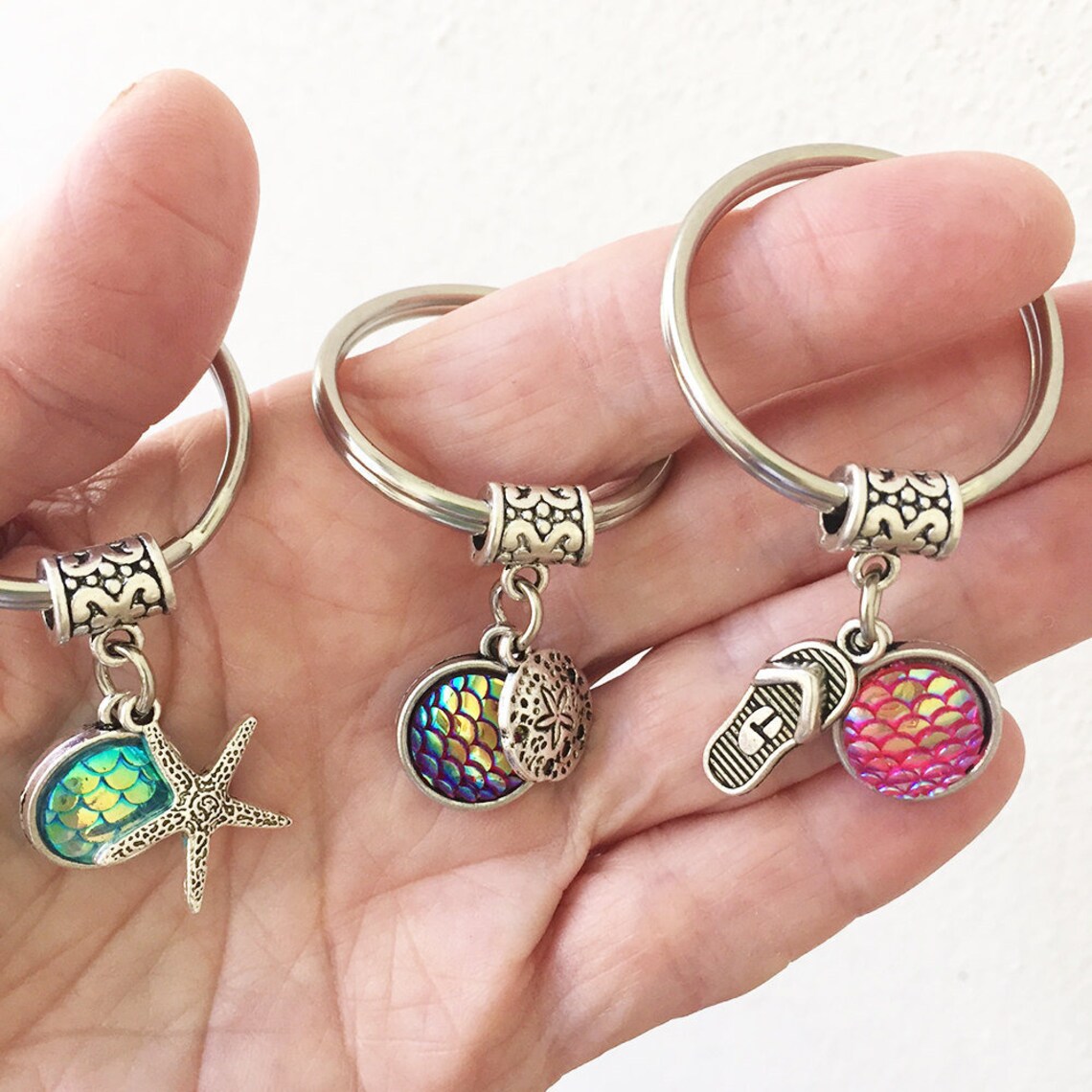 Mermaid Scales Keychain/ Starfish Mermaid Key Chain/ Sand Etsy
