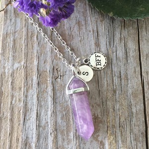 Crystal Best Friend Necklace, 1 BFF Necklace Best Friends Initial Necklace, Best Friends Forever, Crystal Necklace Pick Crystal image 2