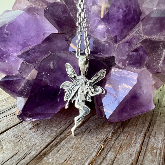 Silver Fairy Pendant , Sterling Silver Fairy Charm Fantasy