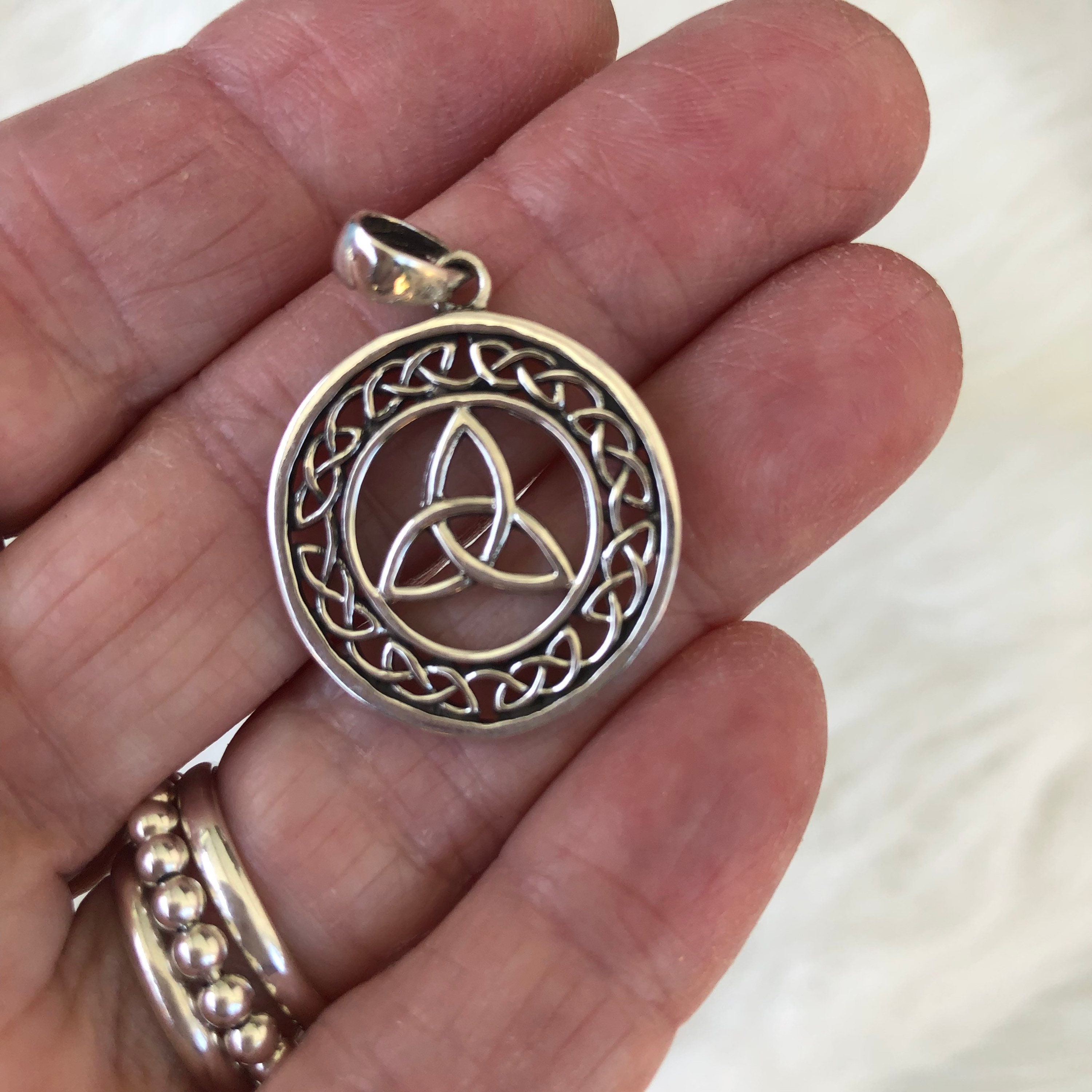 Ciondolo Con Nodo Celtico Della Trinità In Argento Sterling 925 - Foto 4