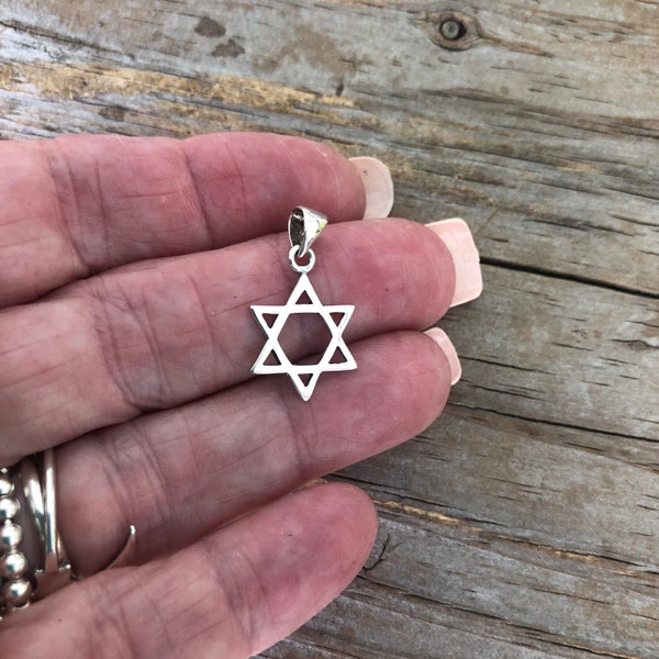 Sterling Star of David  Pendant, Small Silver Star, Sterling Religious Star, Hanukkah Gift, Hebrew Jewelry, Bat Mitzvah, ys