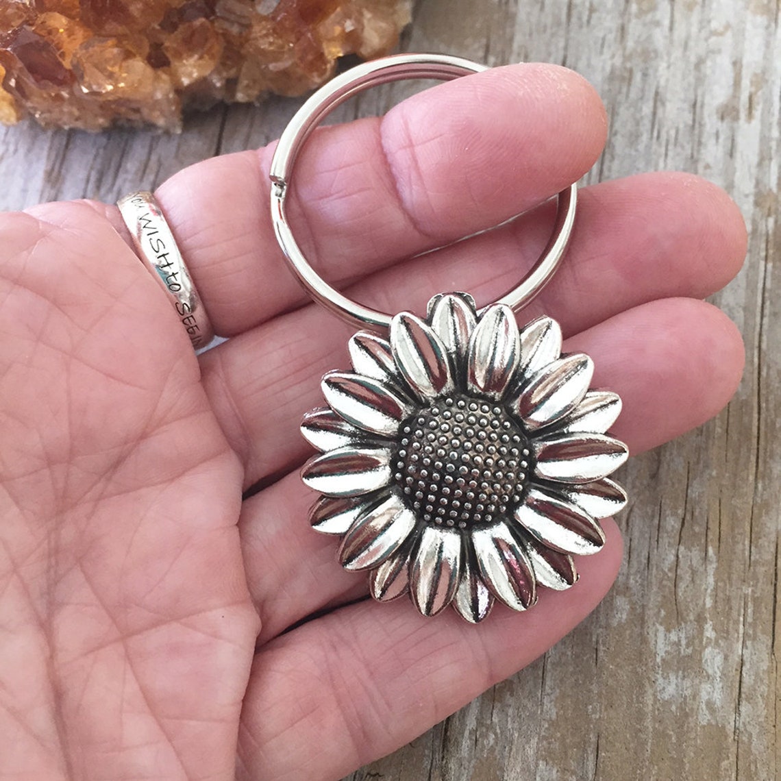 Sunflower Keychain Sunflower Pendant Sun Flower Charm Etsy