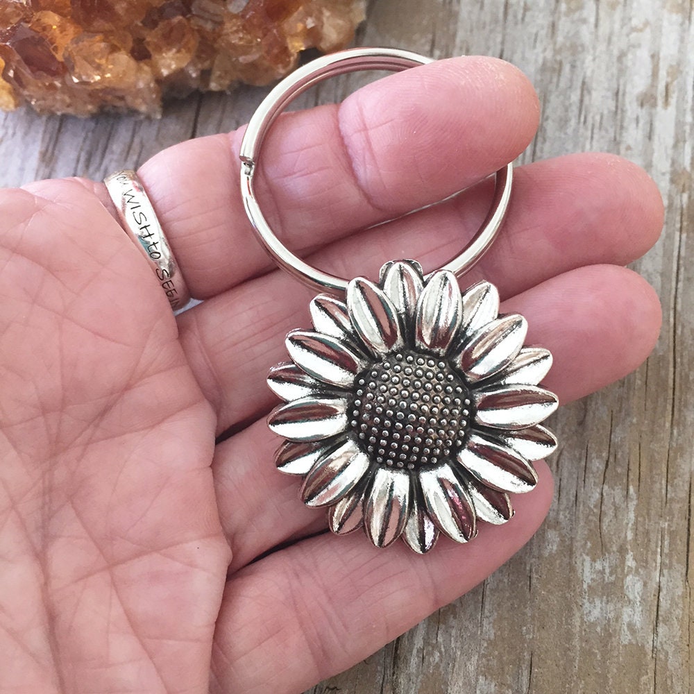 Sunflower Keychain Sunflower Pendant Sun Flower Charm Etsy