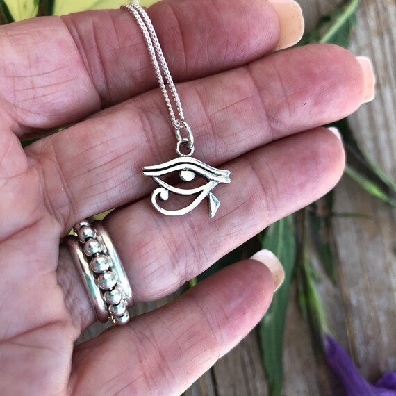 Eye Of Rah Pendant, Silver Eye Of Rah Necklace Charm, Sterling Eye.