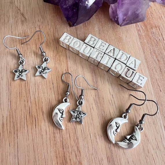 Moon Face with Stars Earrings Moon Face with Stars Earrings