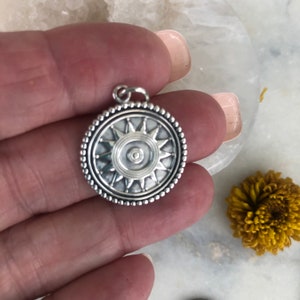Sterling Silver Sun Pendant, Sun Necklace Mandala, Bohemian Gift, Celestial Encouragement Positive Vibes, Silver Sun Gift