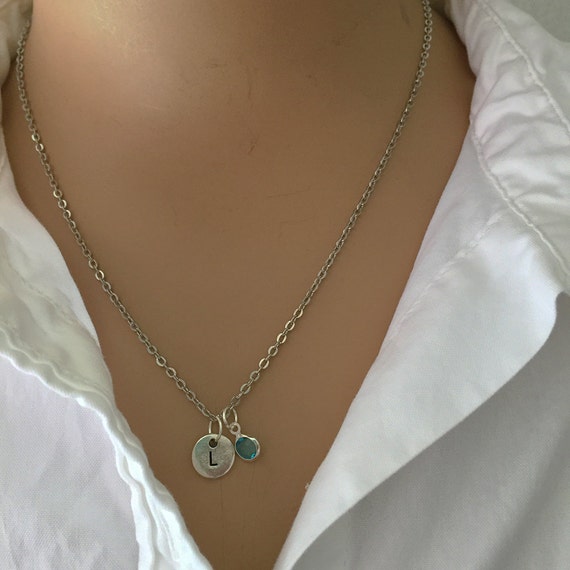 Initial necklace shop and birthstone