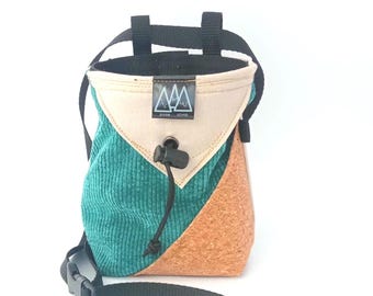 Magnesera de pana, Bolsa de boulder con cinturon : Hecha a mano.