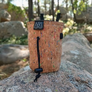 Cork Climbing Chalk Bag: Bouldering, Sport Climbing with Brush Holder