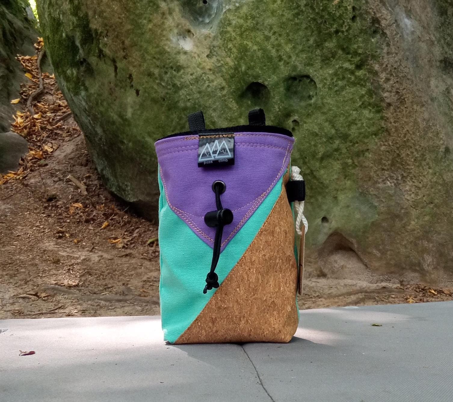 Climber chalk bag, Handcrafted chalkbag for climbing, Boulder bag and belt, Climbing bag, Eco chalkbag, Climbing gift for climber lover.