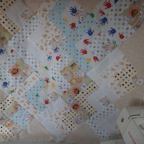 Unfinished Quilt Top, Ready to Quilt, Shower Gift, Baby Quilt