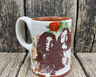 John Lennon and Yoko Ono Handmade Ceramic Coffee Mug