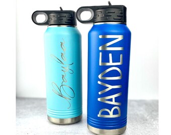 Personalized Stainless Steel Water Bottle, Engraved Personalized Water Bottle for Sports, Custom Insulted Travel Bottle, 32oz Bottle