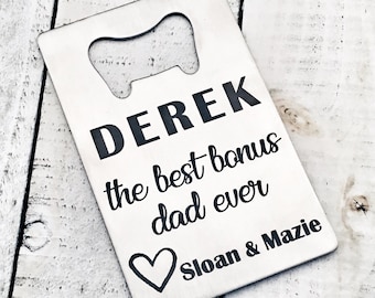 Personalized Wallet Bottle Opener, Father's Day Gift, Gift for Stepparent, Stepdad, Stepfather, Bonus Dad, Beer Dad