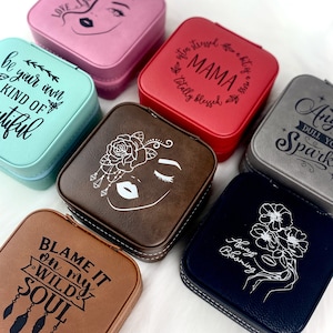 Personalized Jewelry Box, Mother&#39;s Day Gift, Custom Jewlery Organizer, Travel Ring Box, Leatherette Necklace Case, Jewelry Box