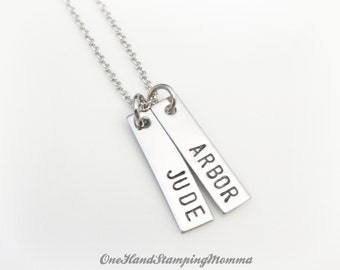 Hand Stamped Necklace, Personalized Mom Necklace, Personalized Name Necklace, Mothers Day Gift, Personalized Jewelry, Custom Necklace