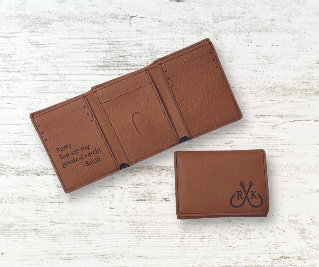 Men's Leather Wallet, Engraved Wallet, Trifold Wallet, Personalized