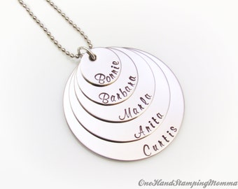 Mothers Day Gift, Hand Stamped Necklace, Personalized Necklace, Mom Necklace, Personalized Hand Stamped Necklace, Grandma Necklace