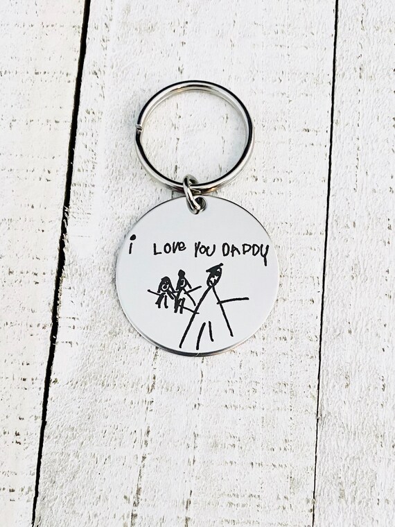 Hand Drawing Engraved Keychain Personalized Gift | Etsy