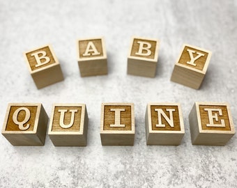 Personalized Wood Name Blocks, 1.5" Baby Wooden Blocks, 1 1/2"Natural Nursery Decor, Custom Name Blocks, Maternity Photo Props, Newborn Gift