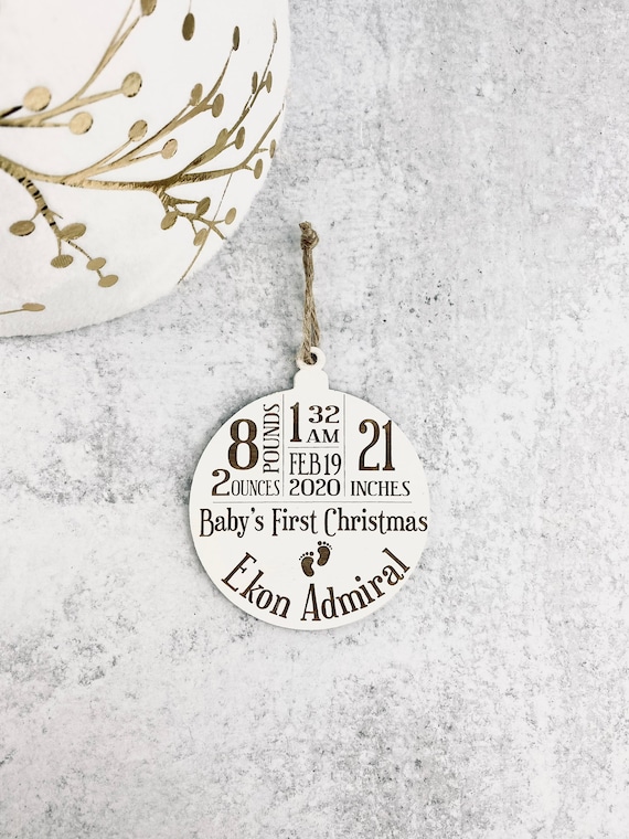 Personalized Baby’s First Christmas Ornament, Newborn Ornament, Baby Stats Ornament, Holiday Ornament, Personalized Wooden Ornament