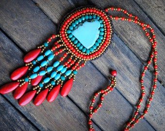 Yuma Huge Beaded Mandala Necklace