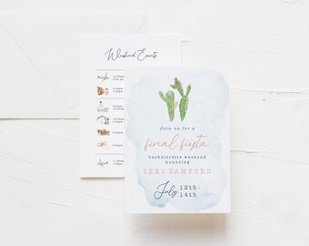 Cabo Bachelorette Invitation | Watercolor Succulent Design (Printable File Available)