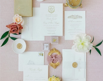 Foil Wedding Invitations | Classic Wedding Invitations | Custom Venue | Monogram | Foil Stamped | Minimal Wedding Invitations