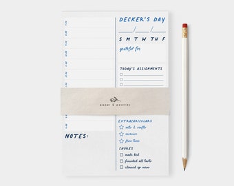 Personalized Kids Daily Homeschool Planner Notepad | Homeschool Tools | Custom Kids Daily Planner | Daily Tearaway Notepad