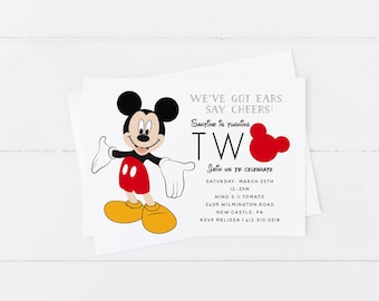 Mickey Mouse Birthday Invitation | Oh Twodles Invitation | Mickey Mouse Birthday Invitation | Modern Mickey Mouse | We've Got Ears