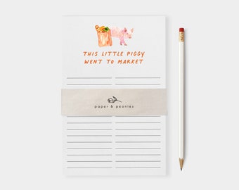 Grocery List Notepad | Shopping List Notepad | Funny Grocery List | This Little Piggy | Food List | Tearaway Notepad | Gift for Her