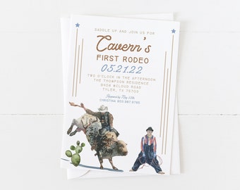 Rodeo Birthday Invitation | My First Rodeo | Western Birthday Invitation | Cowboy Birthday | Boy Birthday Invitation | Watercolor