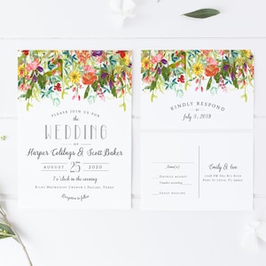 Wildflower Wedding Invitations Rustic Wedding Invitation Floral Wedding Invitations Sunflower Invitation Template Watercolor image 1