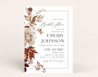 Fall Bridal Shower Invitation | Fall Floral | Marsala | Burgundy | Watercolor | Autumn Bridal Shower Invitation | Fall Invite