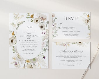 Wildflower Wedding Invitations | Garden Wedding Invitations | Boho Wedding Invitations | Botanical | Greenery Wedding Invitation