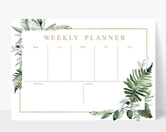 Custom Weekly Planner Notepad | Greenery Planner | Weekly Planner | Personal | Tearaway Notepad | 11x17 | Desk Planner | Office Supplies