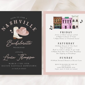 Nashville Bachelorette Invitation | NASH BASH | Bachelorette Weekend Itinerary | Double-Sided | Printable | Prints | Girls Trip