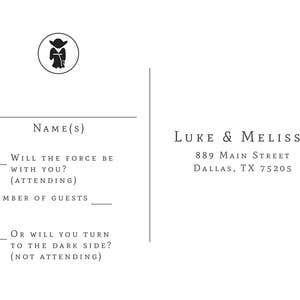 Star Wars Wedding Invitation Wedding Invitation Template Galaxy Wedding Invite Printable Luke Skywalker Princess Leia Jedi image 4