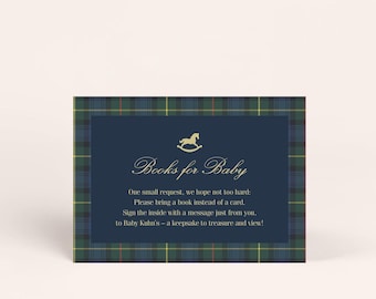 Books for Baby Card, Plaid Baby Shower
