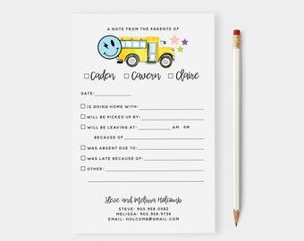 School Notepad, Back to School, Excuse Notepad, Notes for School, Retro, Teacher Notepad, Smiley Face, Personalized