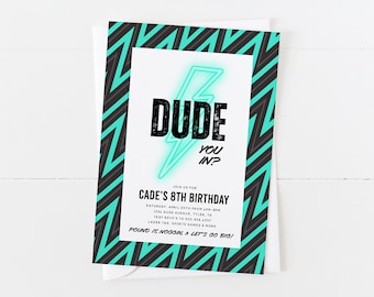 Dude Birthday Invitation, Boys Birthday, Sports, Noggin, Let's Go Big