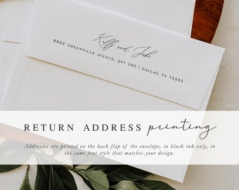 Return Address Printing | This listing MUST be purchased with printed stationery or invitations