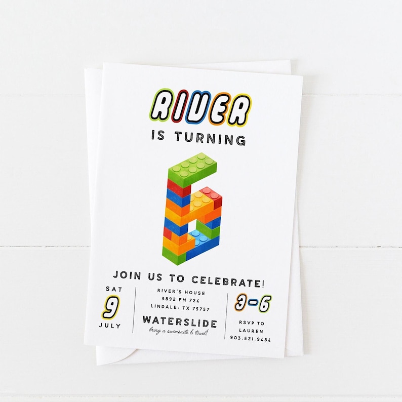 Building Blocks Birthday Invitation | Unisex Party (printable File ...