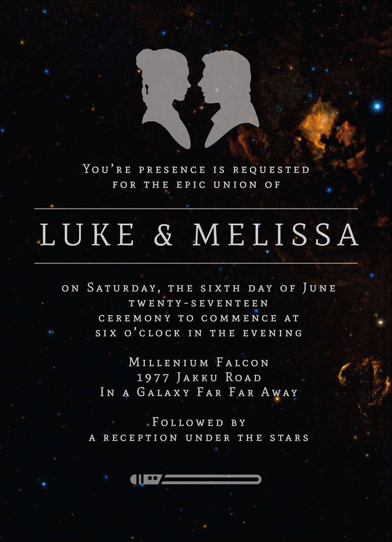 Star Wars Wedding Invitation Wedding Invitation Template Galaxy Wedding Invite Printable Luke Skywalker Princess Leia Jedi image 2