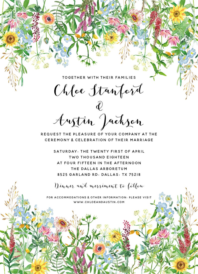 Wildflower Wedding Invitation Template Wildflower Wedding Invitation Template