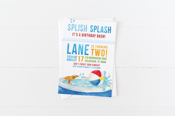 Invitation A La Fete De La Piscine Pour Boy Fr Splish Splash Etsy France Invitation A La Fete De La Piscine Pour Boy Fr Splish Splash Etsy France