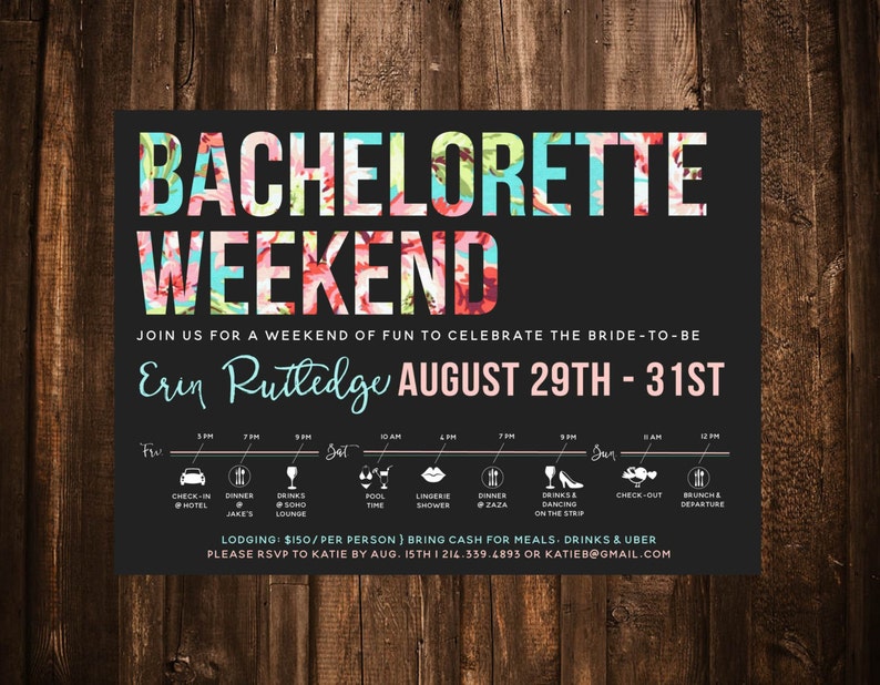 Bachelorette Weekend Invitation Bachelorette Itinerary Etsy