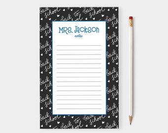Teacher Notepad, Back to School, Teacher Gift, Personalized