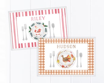 11x17 Reversible Laminated Placemat | NonToxic | Personalized | Custom Placemat | Muti Holiday Placemat | Thanksgiving | Christmas